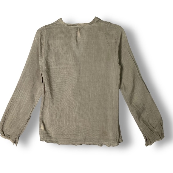 Vintage Free People Silk Blend Blouse Sz XS Ruffle Semi Sheer Open Button Y2K - Picture 11 of 15